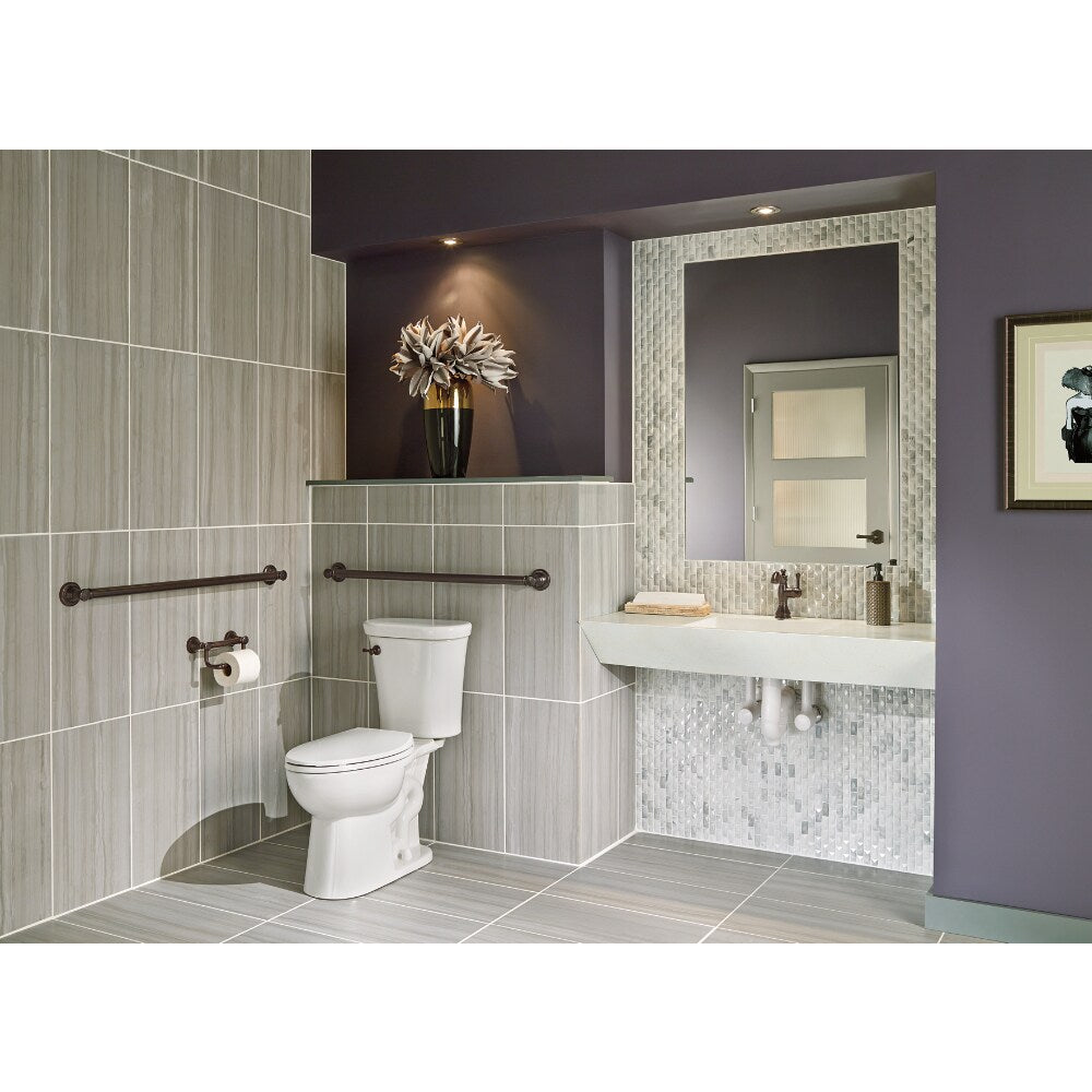 Delta Traditional 6.86-in Venetian Bronze Wall Mount Grab Bar with Pivoting Toilet Paper Holder