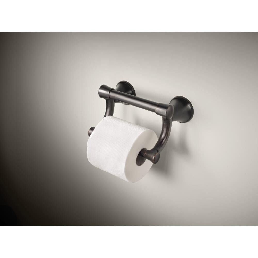 Delta Transitional 8.93-in Venetian Bronze Wall-Mount Grab Bar with Pivoting Toilet Paper Holder