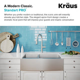 Kraus Standart PRO 33-in x 21-in Stainless Steel Double Offset Bowl, Tall Apron (8-in+) Undermount Farmhouse Kitchen Sink