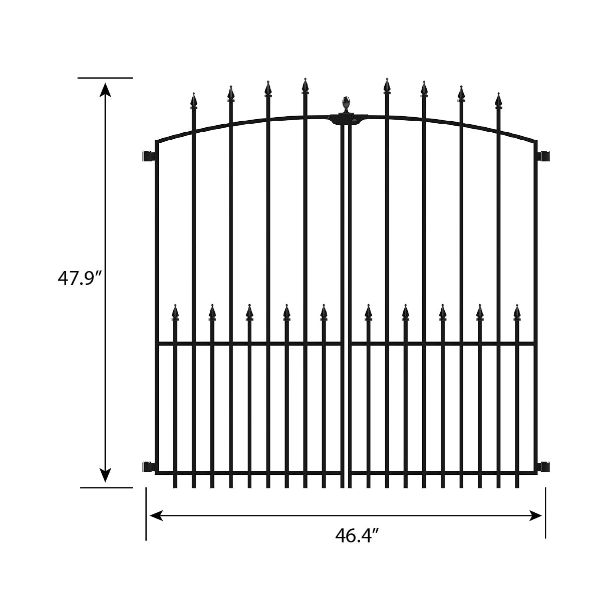 YARDLINK Empire 3-ft W Powder-coated Steel Decorative Metal Pressed-point No Dig Decorative Walk-thru Fence Gate