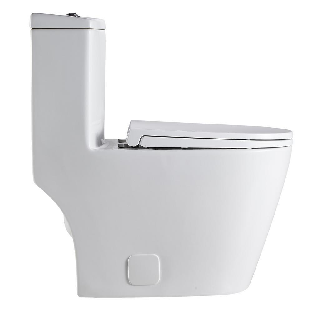 White Round Toilet Bathroom Compact One Piece White 1 Piece 0.8/1.28 GPF White Double Flush Toilet - Super Arbor