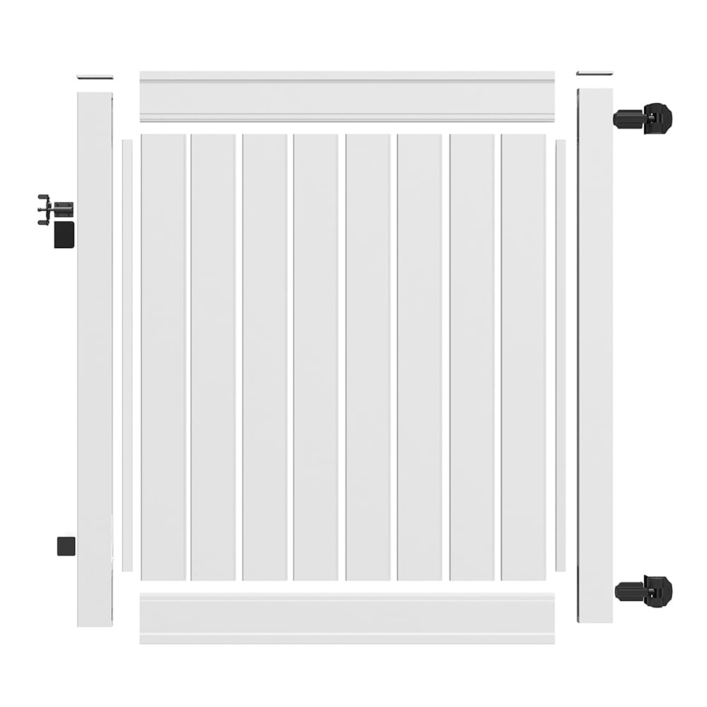 Freedom Emblem 6-ft H x Adjustable (3-ft to 5-ft) W White Vinyl Flat-top Fence Gate Kit No Dig (Unassembled)