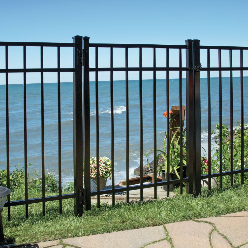 Freedom New Haven H 6-ft W Aluminum Spaced Picket Flat-top Decorative Fence Panel