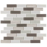 Elida Ceramica Highlight Linear Blend 12-in x 12-in Glossy Glass/Stone Mosaic Wall Tile