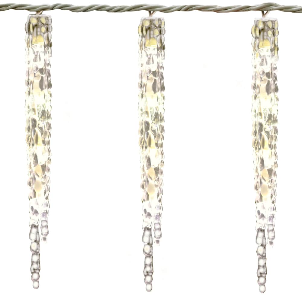 GE StayBright 52-Count Sparkling White Mini LED Plug-In Christmas Icicle Lights, 13 Icicles, 6-ft Lighted Length