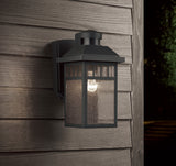 Portfolio Thorsen 11.5-in H Black Motion Sensor Dusk-to-Dawn Outdoor Wall Lantern, E26, 6-in W x 8-in D