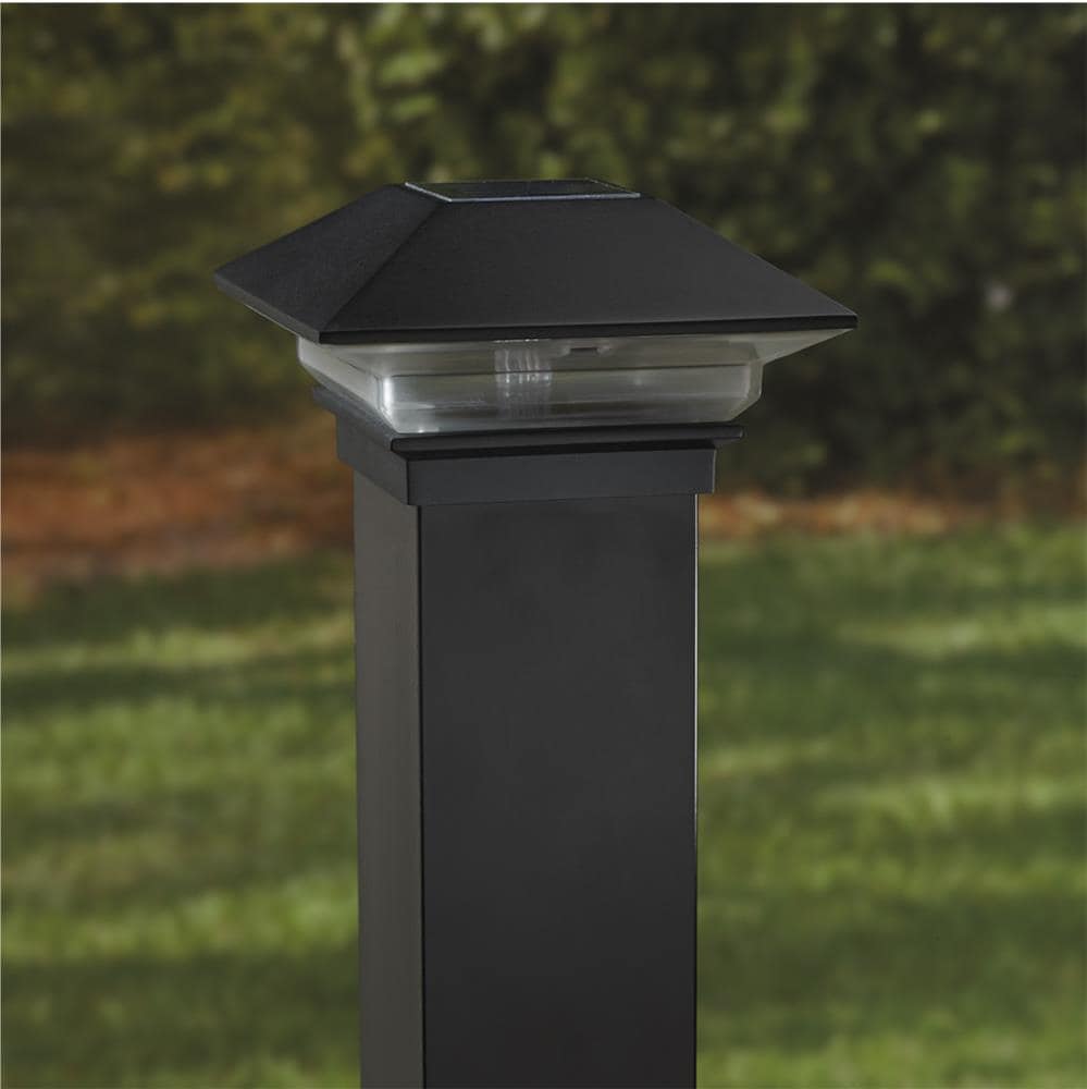 Deckorators 3-in x 3-in 2-Pack 2-Lumen 1-Watt Black Solar LED Outdoor Post Cap Light (3500 K)