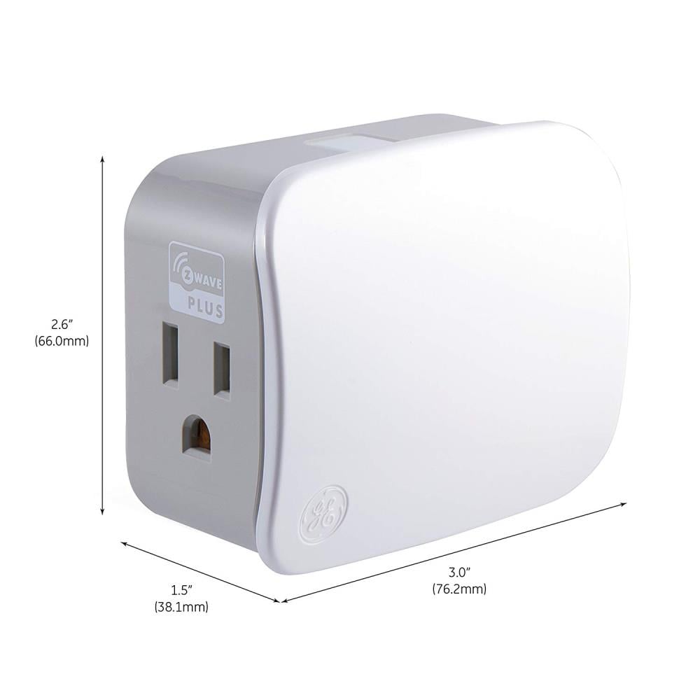 GE Enbrighten Z-Wave Plus 15-Amp 120-Volt White Plug-in Smart Switch, 1-Outlet (Model 28169)
