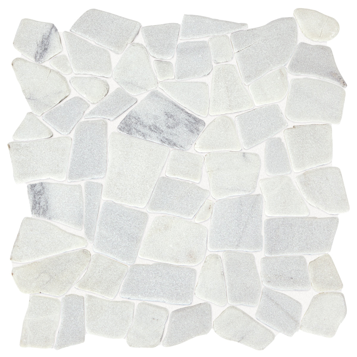 American Olean Genuine Stone Refined White 12-in x 12-in Tumbled Natural Stone Marble Pebble Mosaic Floor and Wall Tile