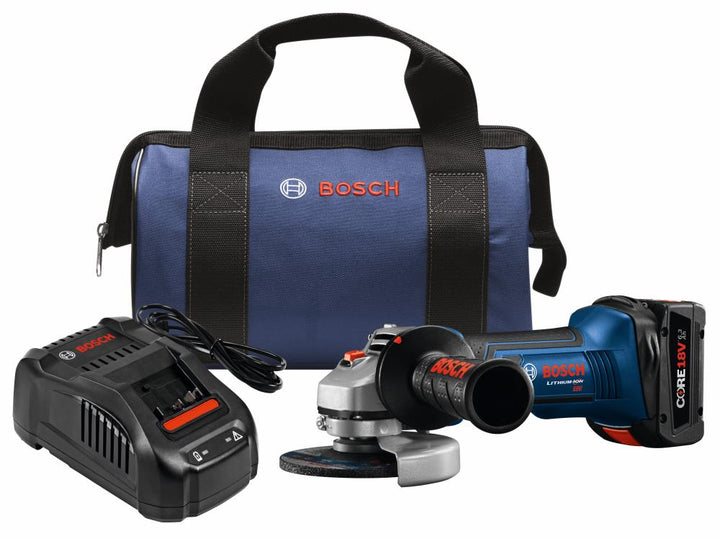 Bosch 4.5-in CORE18V Sliding Switch Brushless Cordless Angle Grinder Kit with 1 Battery and Charger