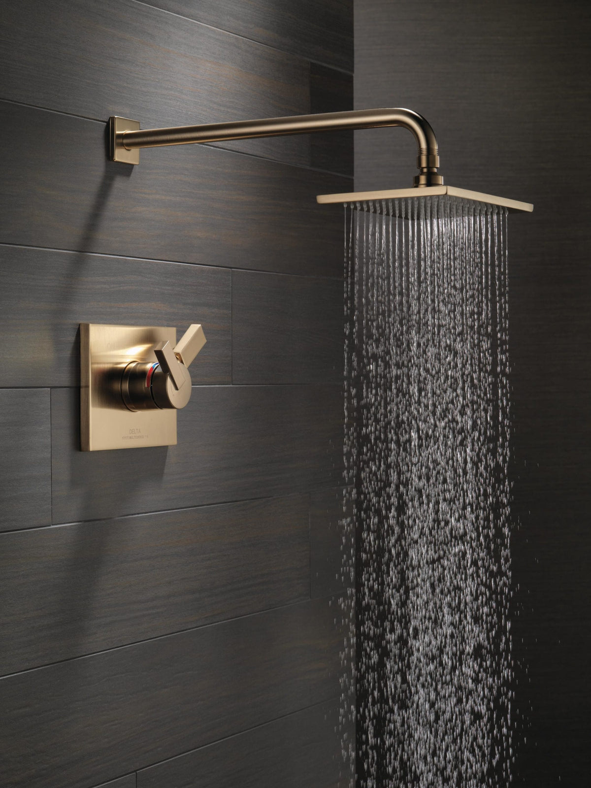 Delta Vero TempAssure Champagne Bronze 2-Handle Single-Function Shower Faucet Trim Kit, 5.7-in Square Shower Head