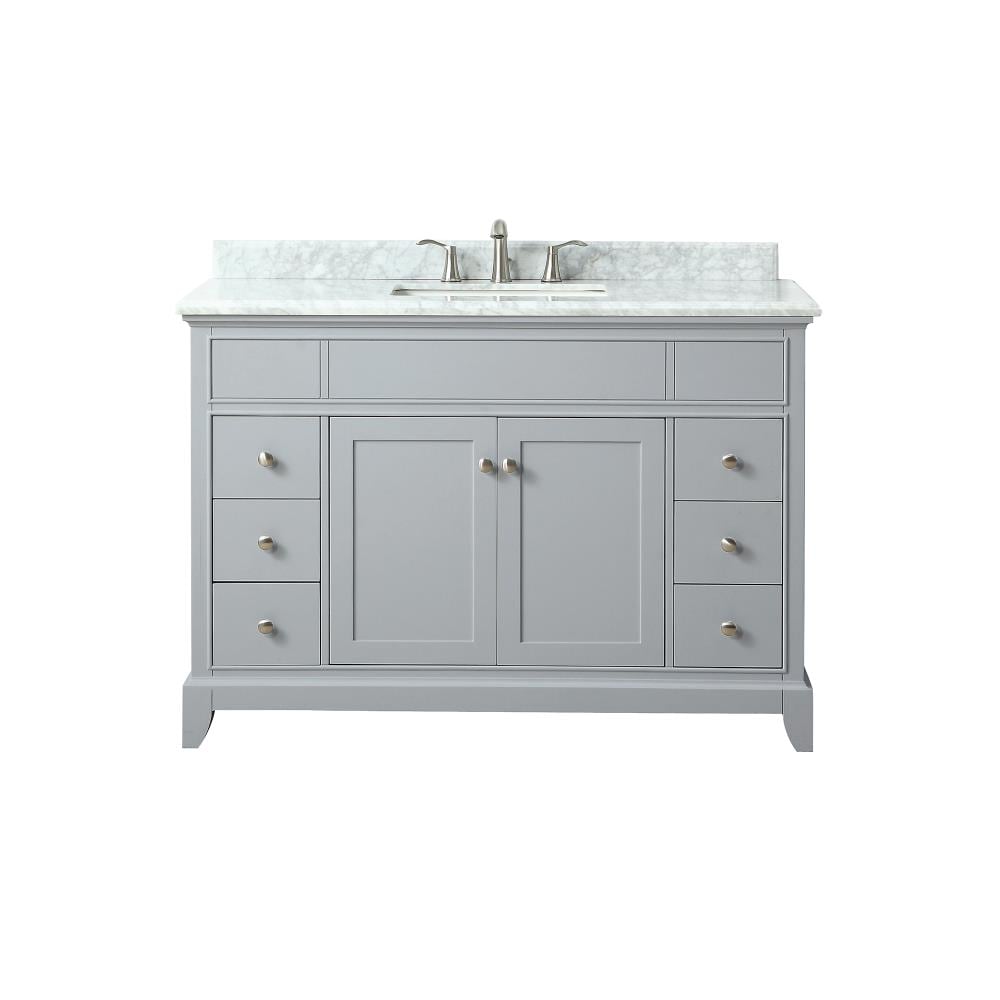 Aurora 49-in Bathroom Vanity with Carrara Marble Top, Light Gray, Single Sink