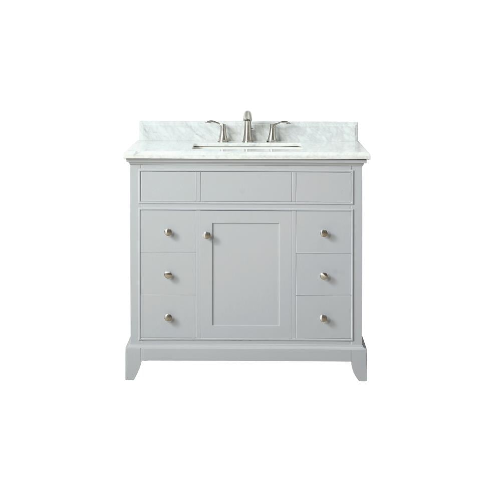 Aurora White 37 in. Vanity with Carrara Top