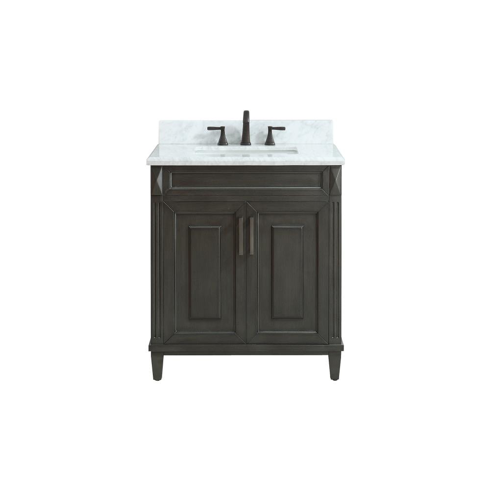Sterling 31 in. Charcoal Single Sink Bathroom Vanity with Carrara Marble Top