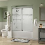 Portman 60 x 59-1/4 in. Frameless Mod Soft-Close Sliding Bathtub Door in Nickel with 3/8 in. (10mm) Clear Glass - Super Arbor