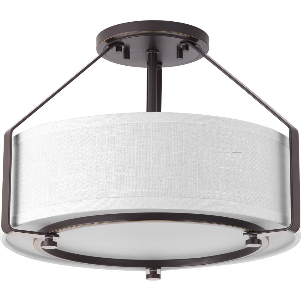 Progress Lighting Ratio 3-Light Antique Bronze Transitional Drum Medium Hanging Convertible Pendant/semi-flush