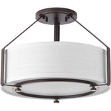 Progress Lighting Ratio 3-Light Antique Bronze Transitional Drum Medium Hanging Convertible Pendant/semi-flush