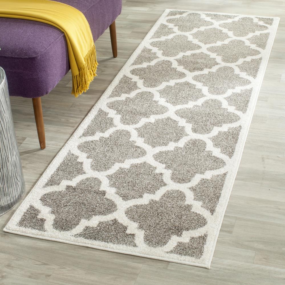 Safavieh Pompey 2 x 7 Dark Gray/Beige Indoor Trellis Runner Rug