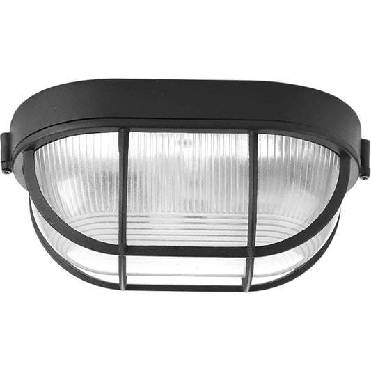 Progress Lighting Bulkheads 6.375-in W Black Indoor/Outdoor Flush Mount Light, P3706-31