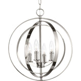 Progress Lighting Equinox 4-Light Polished Nickel Coastal Globe Medium Hanging Pendant Light
