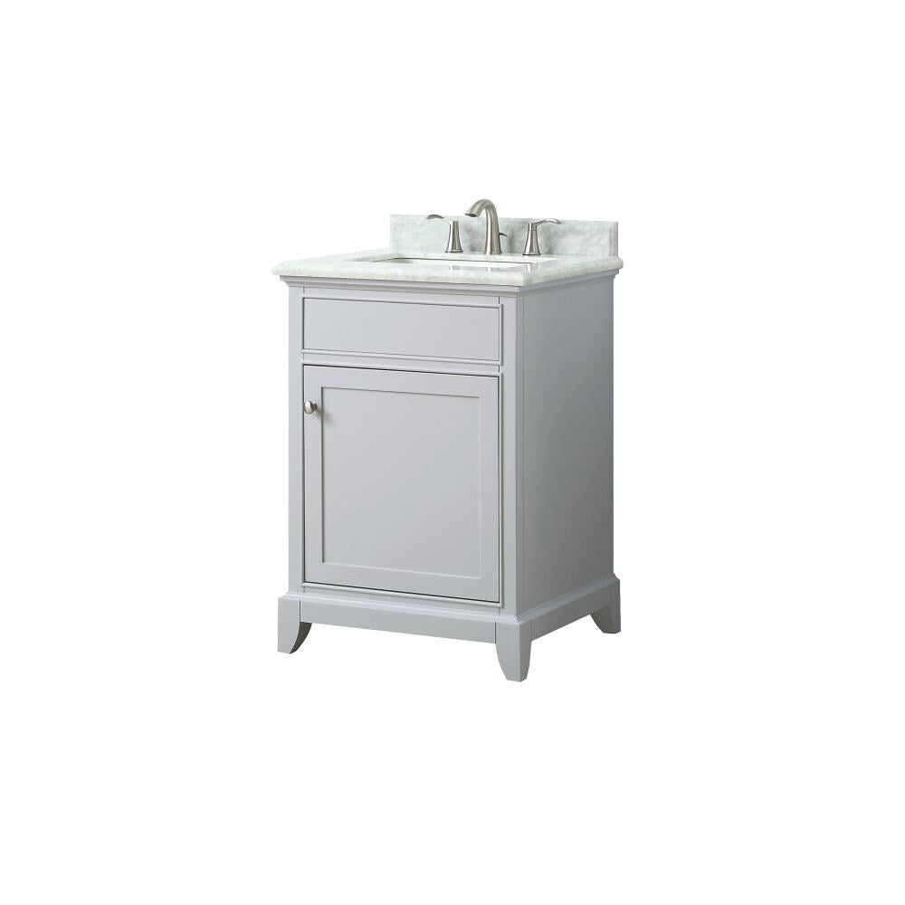 Aurora 25 in. White Vanity with Carrara Top
