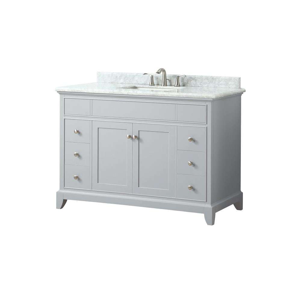 Studio Design Collection Aurora 49 in. White Bathroom Vanity with Carrara Marble Top