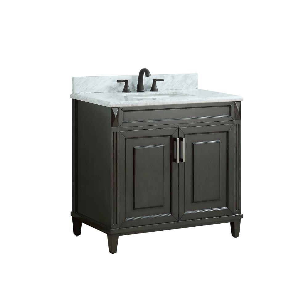 Studio Design Collection Sterling 37 in. Vanity with Carrara Marble Top, Single Sink, Charcoal