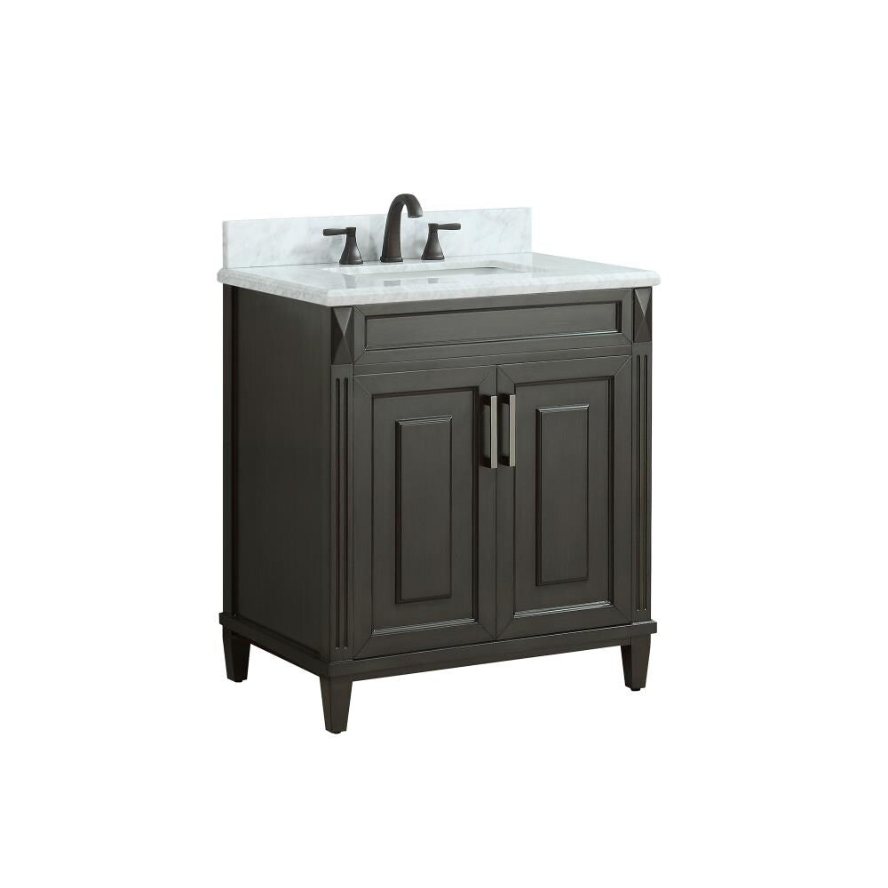 Sterling 31 in. Charcoal Single Sink Bathroom Vanity with Carrara Marble Top