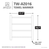 ANZZI Polished Chrome Plug-In Wall Mount Towel Warmer, 17.71-in W x 19.69-in H