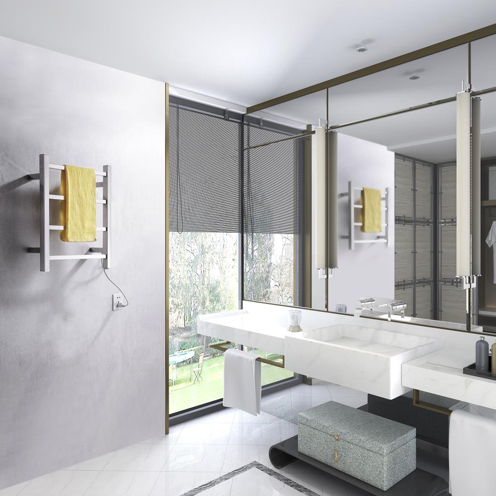 ANZZI Polished Chrome Plug-In Wall Mount Towel Warmer, 17.71-in W x 19.69-in H