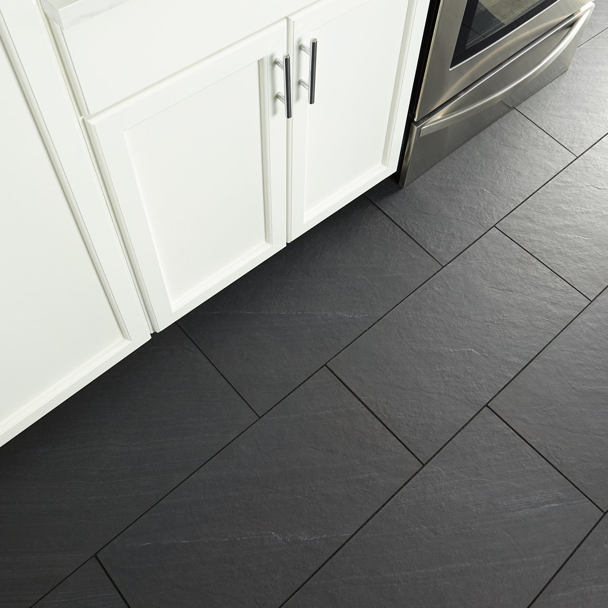 American Olean Carbon Mist Slate 12-in x 24-in Glazed Porcelain Stone Look Floor and Wall Tile