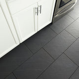 American Olean Carbon Mist Slate 12-in x 24-in Glazed Porcelain Stone Look Floor and Wall Tile
