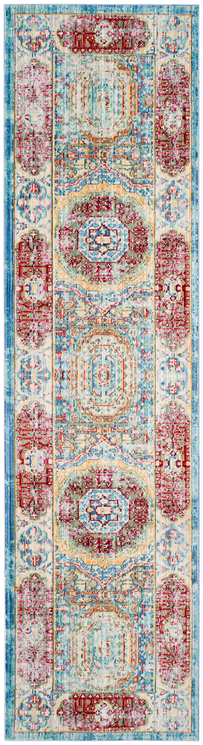 Safavieh Valencia Candence 2 x 8 Blue/Multi Indoor Distressed/Overdyed Vintage Runner
