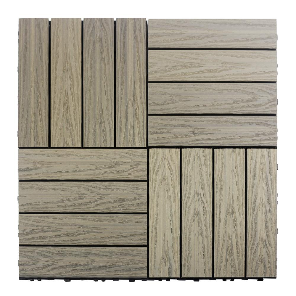 NewTechWood 12-in x 12-in 10-Pack Roman Antique Prefinished Composite Deck Tile (10-sq ft)