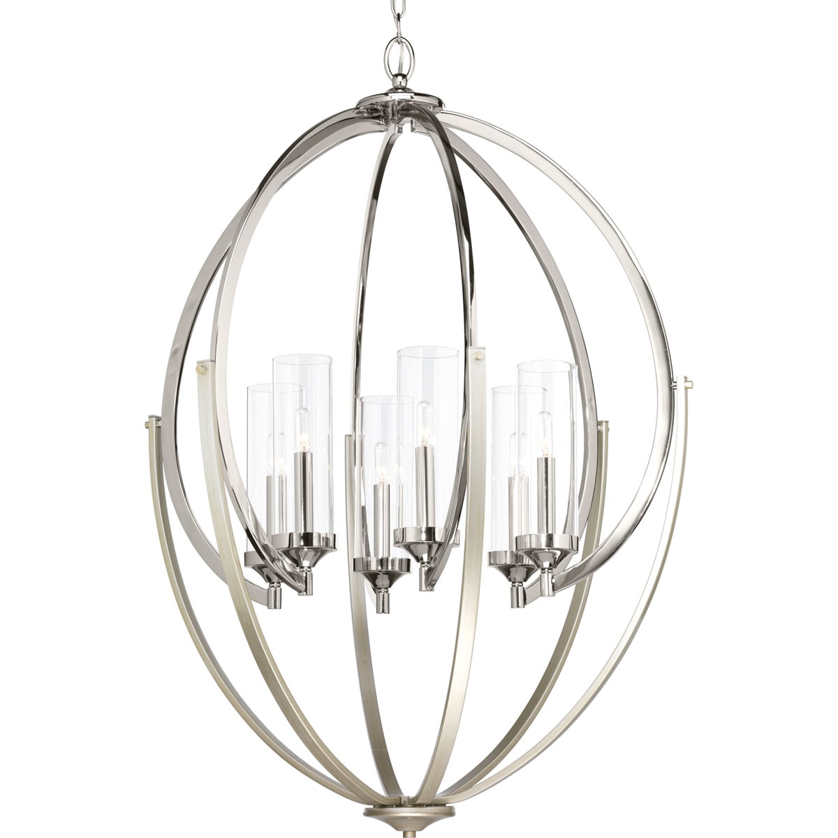 Progress Lighting Evoke 6-Light Polished Nickel Transitional Chandelier