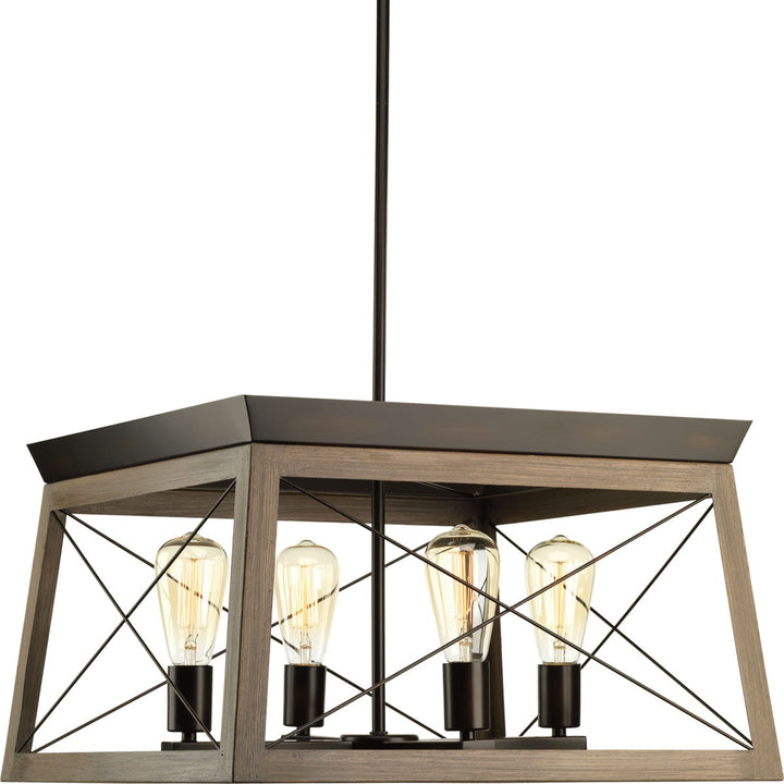 Progress Lighting Briarwood 4-Light Antique Bronze Farmhouse Chandelier, 20-in