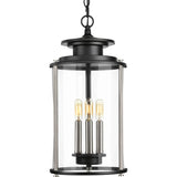 Progress Lighting Squire 3-Light Black Traditional Clear Glass Lantern Mini Indoor/Outdoor Hanging Pendant Light