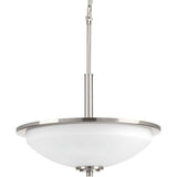 Progress Lighting Replay 3-Light Brushed Nickel Transitional Etched Glass Bowl Medium Hanging Pendant Light