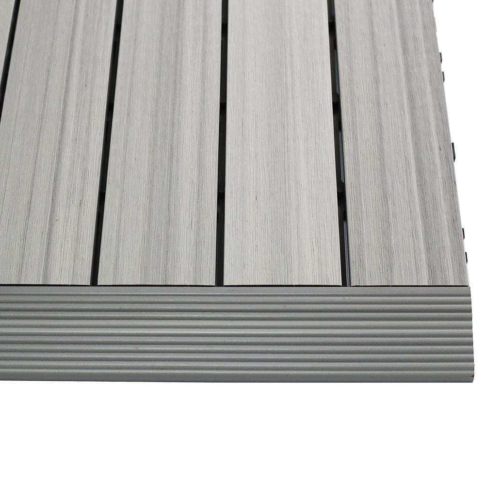 NewTechWood 2-in x 12-in 4-Pack Icelandic So-mK e White Prefinished Composite Deck Tile (1-sq ft)
