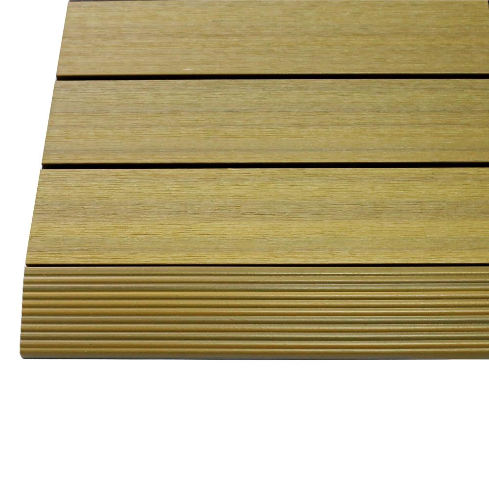NewTechWood 2-in x 12-in 4-Pack English Oak Prefinished Composite Deck Tile (1-sq ft)