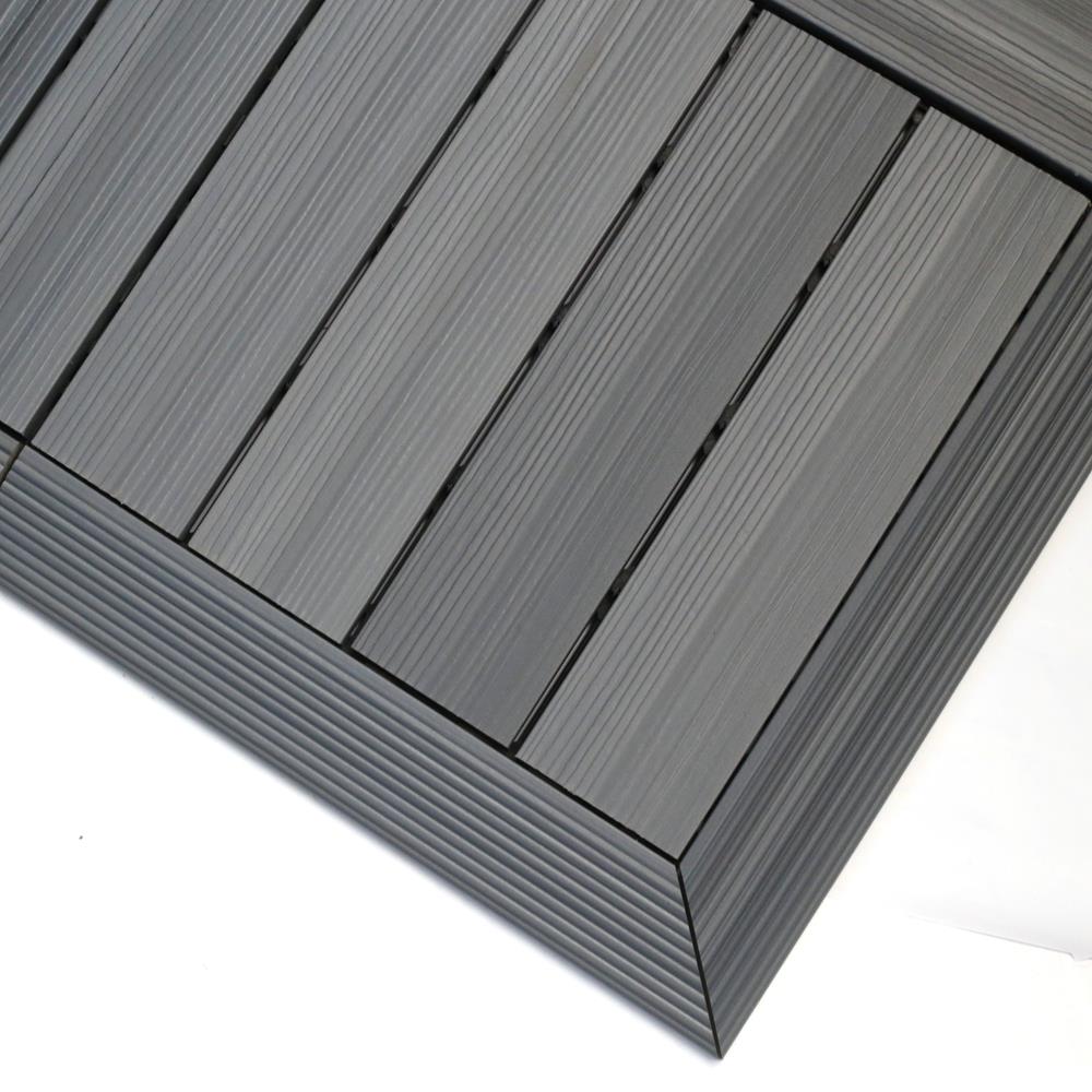 NewTechWood 2-in x 12-in 2-Pack Westminster Gray Prefinished Composite Deck Tile (0.5-sq ft)