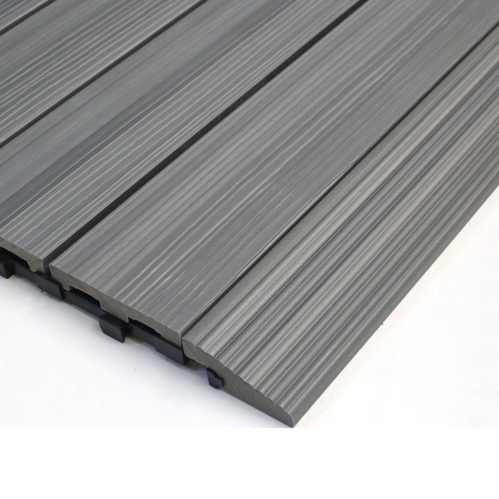 NewTechWood 2-in x 12-in 4-Pack Westminster Gray Prefinished Composite Deck Tile (1-sq ft)