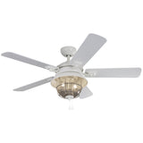 Harbor Breeze Altissa 52-in Matte White LED Indoor/Outdoor Ceiling Fan with Light (5-Blade)