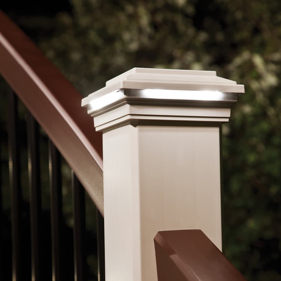 Trex 4-in x 4-in Deck Lighting Classic White Wired LED Composite Deck Post Cap