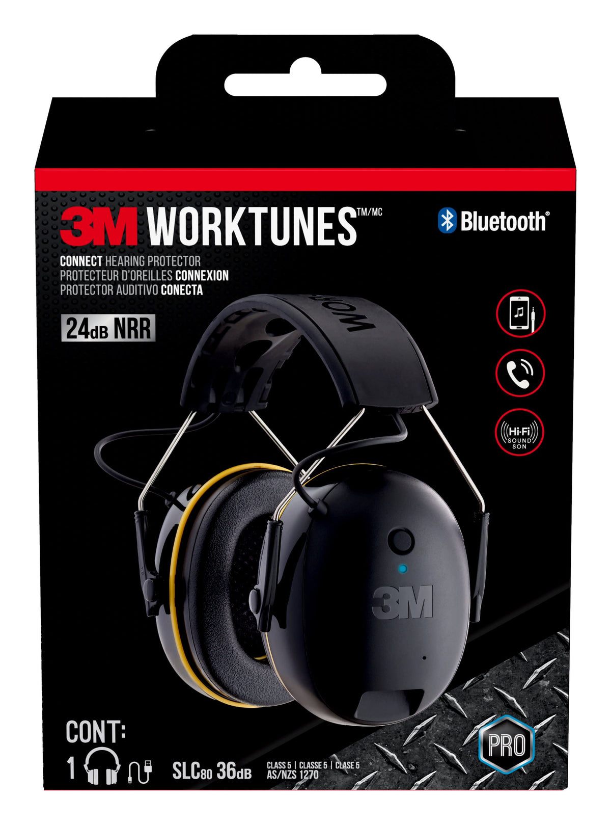 3M WorkTunes Connect Plastic Hearing Protection Earmuffs with Bluetooth Compatibility