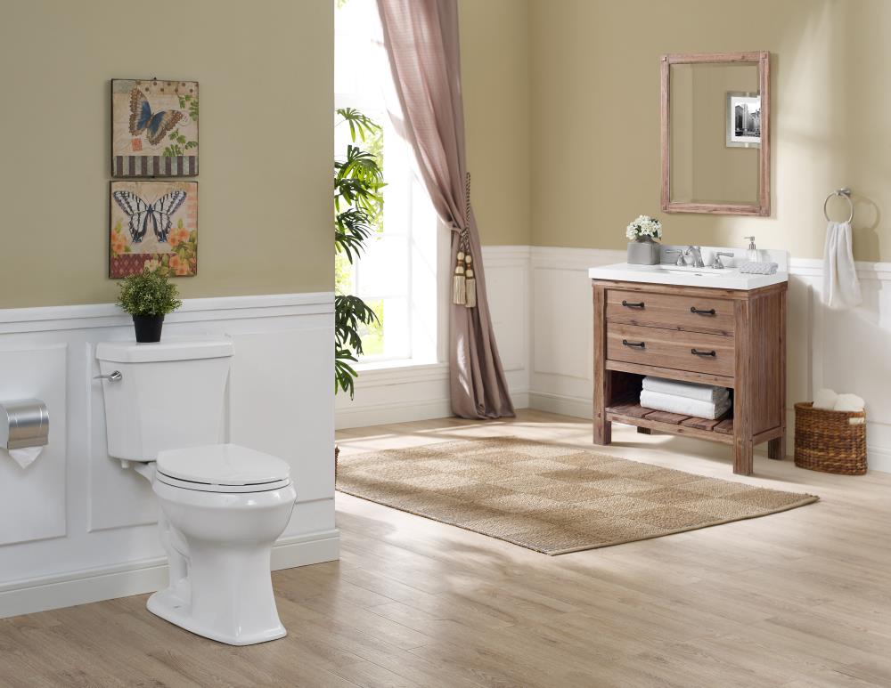 New Lower Price; Jacuzzi Lyndsay White WaterSense Elongated Chair Height 2-Piece Toilet, 12-in Rough-In, 1.28 GPF