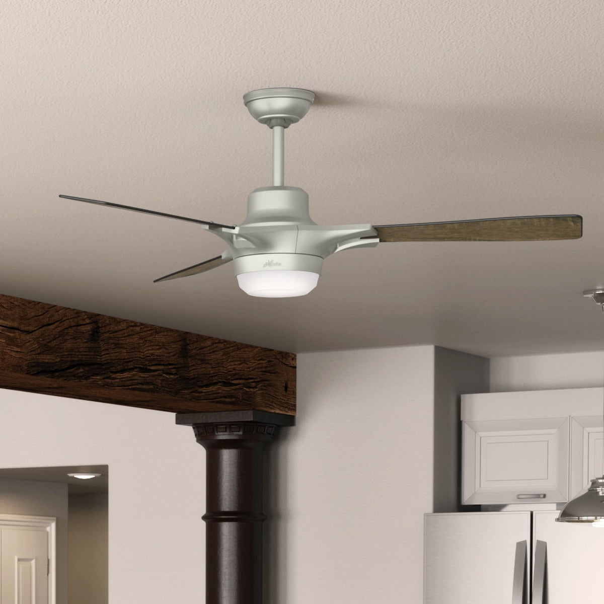 Hunter Signal WiFi-Enabled 54-in Matte Nickel Indoor Smart Ceiling Fan with Integrated LED Light and Remote (3-Blade)