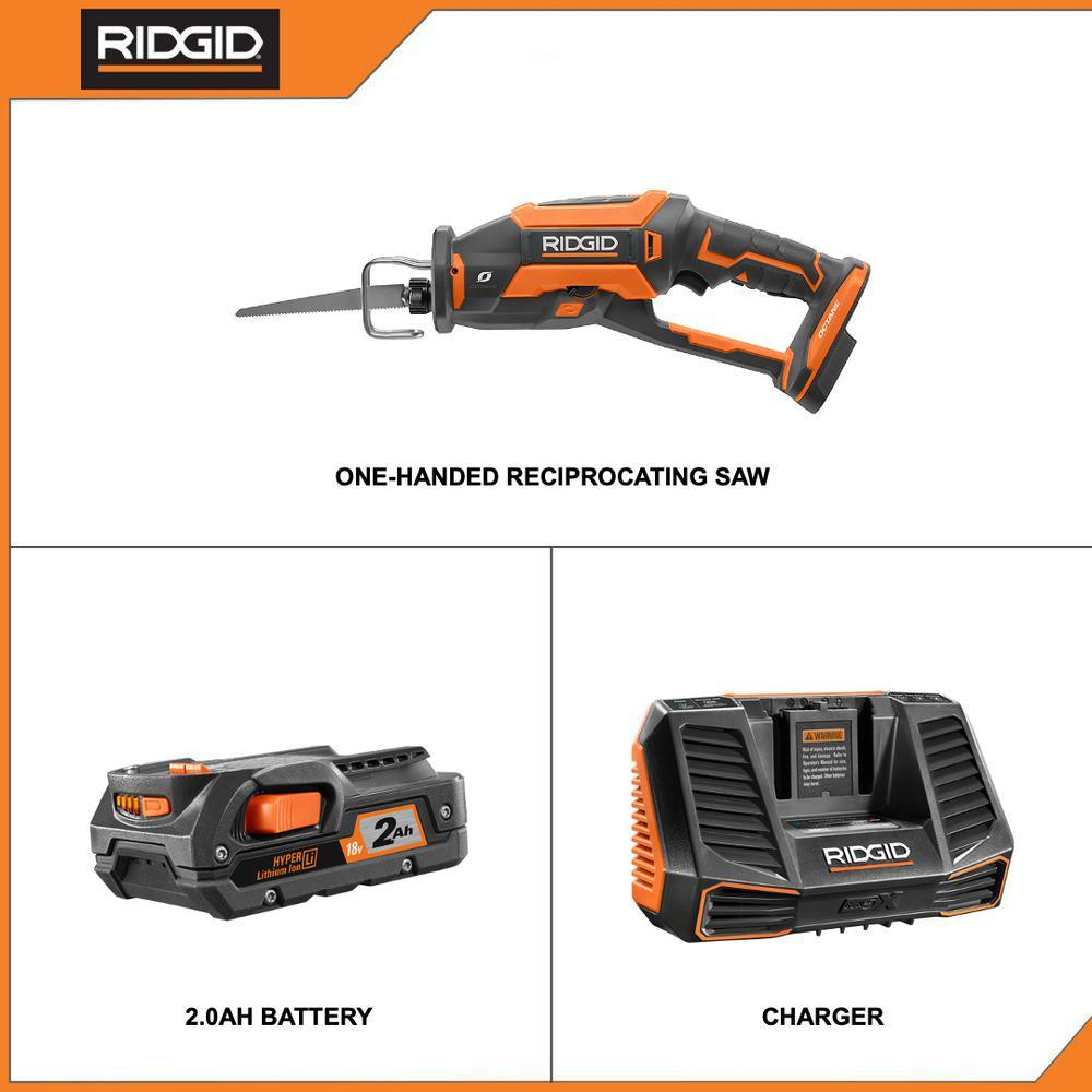 18-Volt OCTANE Cordless Brushless One-Handed Reciprocating Saw with 18-Volt Lithium-Ion 2.0 Ah Battery and Charger Kit - Super Arbor