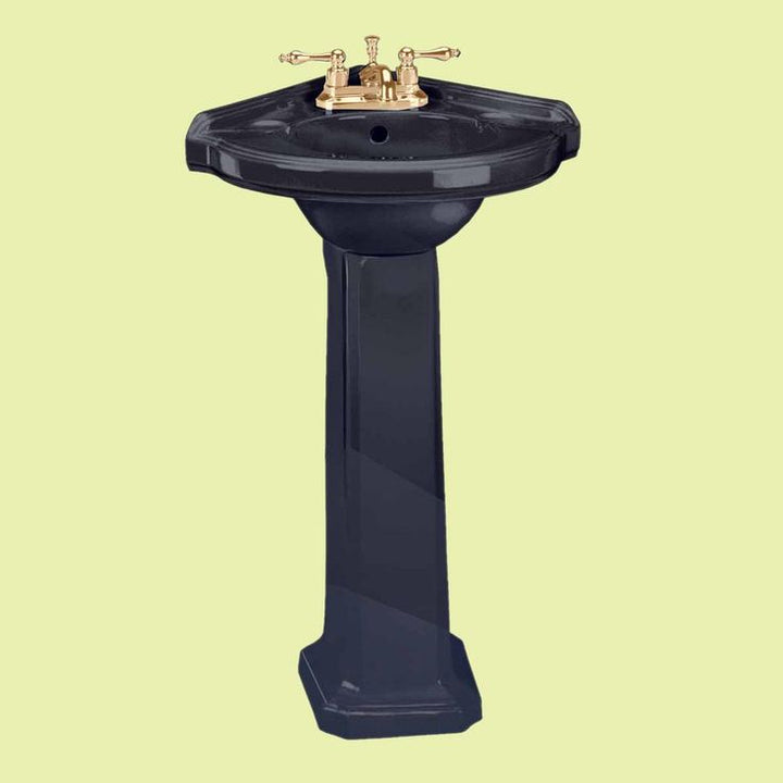 Portsmouth 22 in. Corner Pedestal Bathroom Sink in Black with Overflow