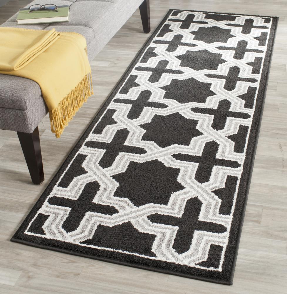 Safavieh Eden 2 x 7 Anthracite/Gray Indoor/Outdoor Geometric Runner